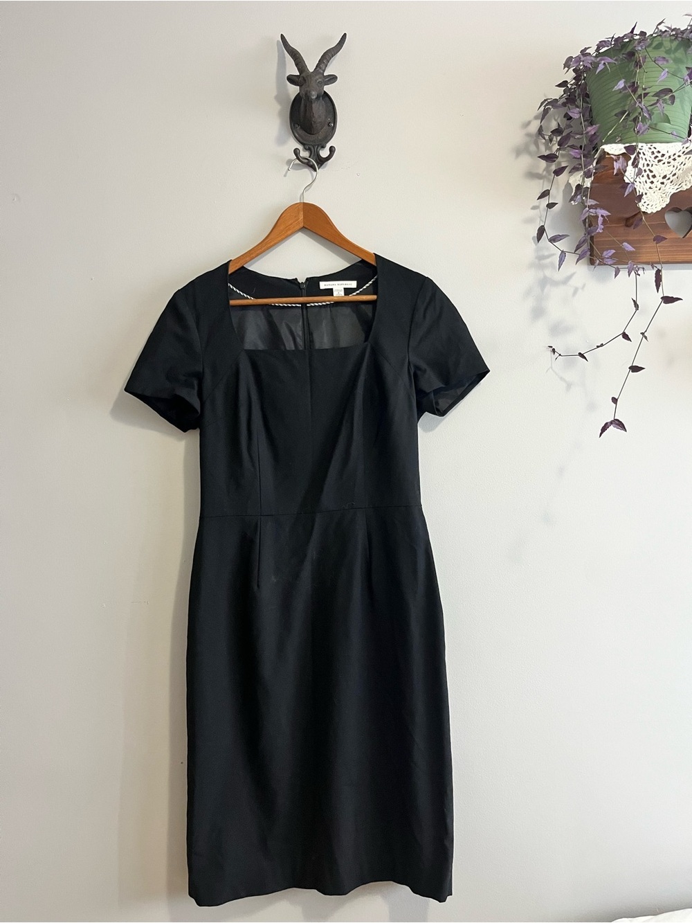 Banana Republic Black Square-Neck Midi Dress size medium